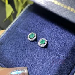 100% Natural emerald Stud earrings Luxury Style 3*4 mm 925 Silver Colombian origin 0.5ct