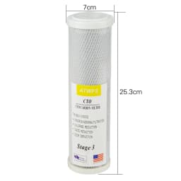 ATWFS 2pcs Universal Water Filter Activated Carbon Cartridge Filter, 10 Inch CTO Block Carbon Filter Water Purification System