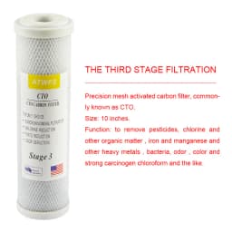 ATWFS 2pcs Universal Water Filter Activated Carbon Cartridge Filter, 10 Inch CTO Block Carbon Filter Water Purification System