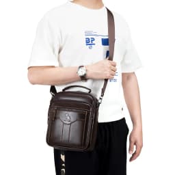 Men's crossbody bag, fashionable leather bag, trendy retro men's top layer cowhide shoulder bag