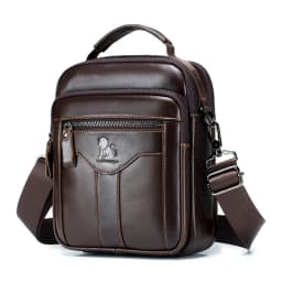Men's crossbody bag, fashionable leather bag, trendy retro men's top layer cowhide shoulder bag