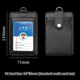 Real Leather Business Work Card Holder ID Badge Holders with Nylon Lanyard Id Name Tag Chest Cards Cases Retractable Reel Clips