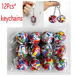 12/24 pcs New World Flag Football Keychain Country Soccer Club Fans Keyring Car Key Chains Souvenir Bag Pendant Accessories Gift