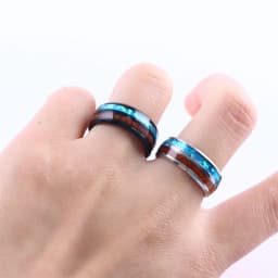 20Pcs/Lot Vintage Wood Grain Inlaid Pattern 8mm Stainless Steel Rings for Men Women Wedding Engagement Jewelry Mix Styles