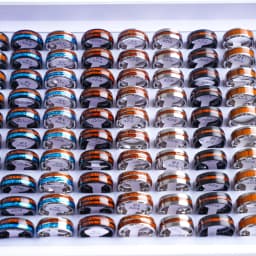 20Pcs/Lot Vintage Wood Grain Inlaid Pattern 8mm Stainless Steel Rings for Men Women Wedding Engagement Jewelry Mix Styles