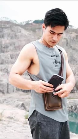 BULLCAPTAIN Crazy Horse Leather Male Waist Pack Phone Pouch Bags Waist Bag Men's Small Chest Shoulder Belt Bag Back Pack