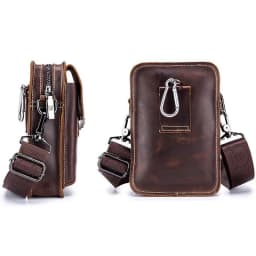 BULLCAPTAIN Crazy Horse Leather Male Waist Pack Phone Pouch Bags Waist Bag Men's Small Chest Shoulder Belt Bag Back Pack
