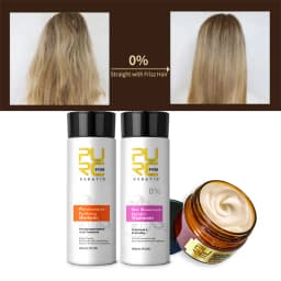 PURC Brazilian Keratin Treatment Cream Straightening Smoothing Hair Mask Sets Repair Damaged Frizz Dry Hair Care for Women 3pcs