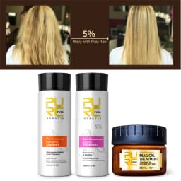 PURC Brazilian Keratin Treatment Cream Straightening Smoothing Hair Mask Sets Repair Damaged Frizz Dry Hair Care for Women 3pcs