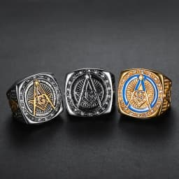 Fashion Rhinestone Masonic Ring Stainless Steel Charm Jewelry Exquisite Mason Freemason Women Men Ring SMR0012