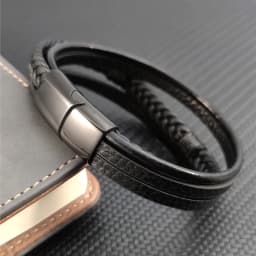 Multi-layer Leather Combination Maple Leaf Accessories Simple Style Men's Stainless Steel Leather Bracelet Classic Gift Big Sale