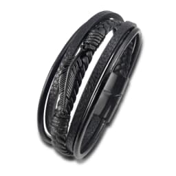 Multi-layer Leather Combination Maple Leaf Accessories Simple Style Men's Stainless Steel Leather Bracelet Classic Gift Big Sale