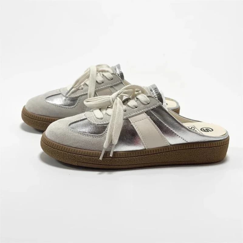 Women Mules Shoes Slip-On Round Toe Loafers Walking Sneakers Lazy Clogs Platform Summer Slip On Creeper Baotou Half Slippers