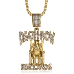 Hiphop Deathrow Records Stainless Steel Pendant Necklaces for Men Iced Out Cubic Zirconia Charms Pendants Fashion Jewelry