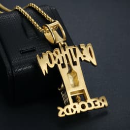 Hiphop Deathrow Records Stainless Steel Pendant Necklaces for Men Iced Out Cubic Zirconia Charms Pendants Fashion Jewelry
