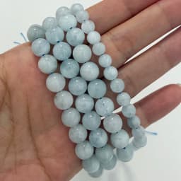Genuine Semi-precious Natural AA Quality Zambia Blue Aquamarine Aeroides Stone Round Loose Beads 6 8 10MM Jewelry Making