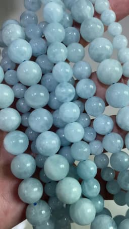 Genuine Semi-precious Natural AA Quality Zambia Blue Aquamarine Aeroides Stone Round Loose Beads 6 8 10MM Jewelry Making