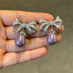 Bilincolor Purple Knot Pearl Earrings For Jewelry Gift