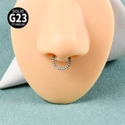 1PC G23 Titanium Micro Opal Septum Clicker Hinged Nose Hoop Ring Ear Tragus Cartilage Daith Helix Earring Jewelry