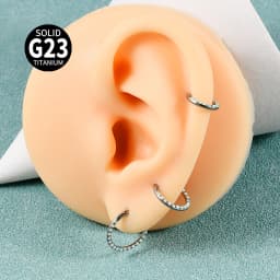 1PC G23 Titanium Micro Opal Septum Clicker Hinged Nose Hoop Ring Ear Tragus Cartilage Daith Helix Earring Jewelry