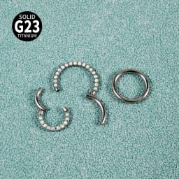 1PC G23 Titanium Micro Opal Septum Clicker Hinged Nose Hoop Ring Ear Tragus Cartilage Daith Helix Earring Jewelry