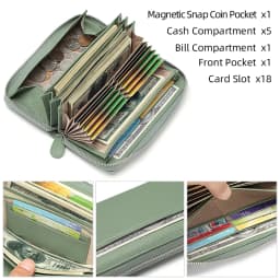 Long Zipper Wallet for Women Genuine Leather RFIDBlocking Large Capacity Credit Card Holder Wallets with Coin Pouch MoneyPockets
