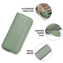 Long Zipper Wallet for Women Genuine Leather RFIDBlocking Large Capacity Credit Card Holder Wallets with Coin Pouch MoneyPockets