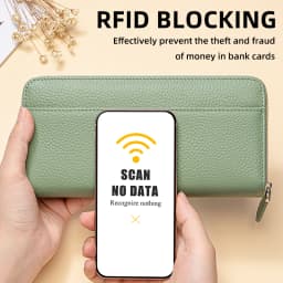 Long Zipper Wallet for Women Genuine Leather RFIDBlocking Large Capacity Credit Card Holder Wallets with Coin Pouch MoneyPockets
