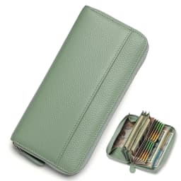 Long Zipper Wallet for Women Genuine Leather RFIDBlocking Large Capacity Credit Card Holder Wallets with Coin Pouch MoneyPockets