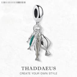 Charm Pendant Fishes Spring Men Women Trendy 925 Sterling Silver Jewelry Accessories Lucky Gift