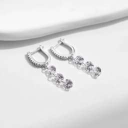 MODIAN 925 Sterling Silver Sparkling Luxury Clear CZ Swing Dangle Earrings Classic Wedding Drop Earrings For Women Jewelry