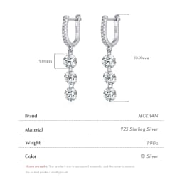 MODIAN 925 Sterling Silver Sparkling Luxury Clear CZ Swing Dangle Earrings Classic Wedding Drop Earrings For Women Jewelry