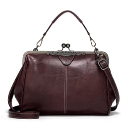 Shoulder Bags Women Retro Frame Purses Girls Crossbody Messenger Bag Small Handbags for Phone Party Faux Oil Leather Clip Bag