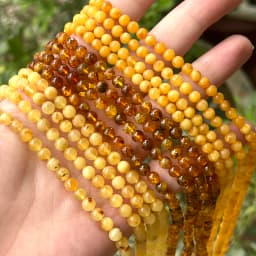 Natrural Genuine Baltic Flower Amber Faceted / Round Beads 4-7mm,Diy Bead Plant Natural Stone Men Women Jewelry Wholesale