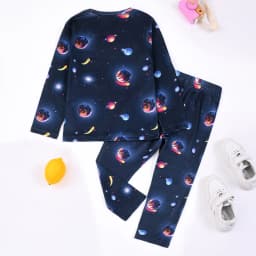 Spring Autumn Boys Pajama Set Dinosaur Astronaut Fire Truck Print Kids Loungewear