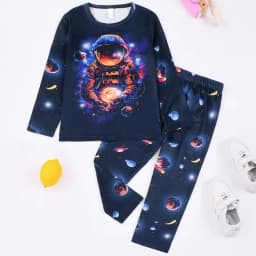 Spring Autumn Boys Pajama Set Dinosaur Astronaut Fire Truck Print Kids Loungewear