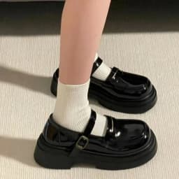 Wome's Shoes Low Heels Fashion Platform Women Pumps Solid Colors Mary Jane Shoes British Style Leather Shoes