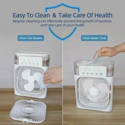 New 3 In 1 Portable Fan AIr Conditioner Household Mini Air Cooler LED Night Light Humidifier Air Adjustment Fan Office Home Fan