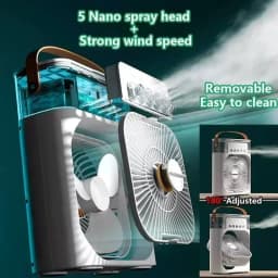 New 3 In 1 Portable Fan AIr Conditioner Household Mini Air Cooler LED Night Light Humidifier Air Adjustment Fan Office Home Fan