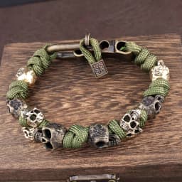 Vintage Skull Bracelet for Men Creative Adjustable Handmade Woven Bangles Punk Hip Hop Motorcycle Jewelry Accessories Wholesale