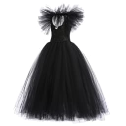 Child Halloween Costume Evil Witch Cosplay Clothes Girl Disguise Dress Kids Maleficent Black Tulle Outfits Fantasy Party Clothes