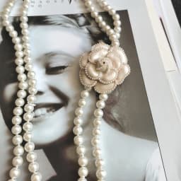 AAA Pearl Layered Necklace with Big Camellia Flower Neckaces DIY Designer