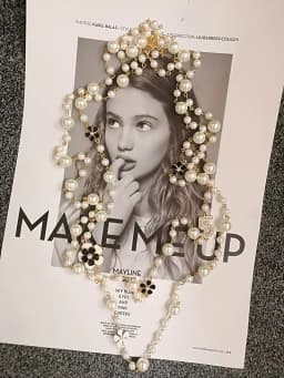 AAA Pearl Layered Necklace with Big Camellia Flower Neckaces DIY Designer