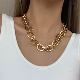 Flashbuy Punk Chunky Cuban Heavy Thick Chain Necklace Twist Alloy Metal Choker Unisex Fashion Jewelry Accessory