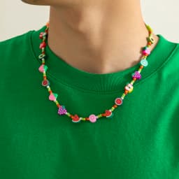 New Korean Fashion Simulated Pearls Necklace For Women/Men Bohemia Colorful Geometric Fruit Flowers Chain Choker Kpop Jewelry