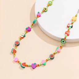 New Korean Fashion Simulated Pearls Necklace For Women/Men Bohemia Colorful Geometric Fruit Flowers Chain Choker Kpop Jewelry