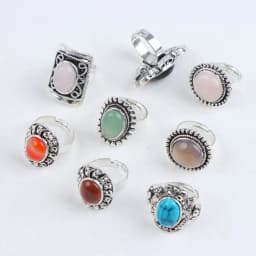10/20Pcs/Lot New Fashion Bulk Vintage Flower Geometry Patten Colorful Stone Open Rings Jewelry For Women Mix Style Party Gifts