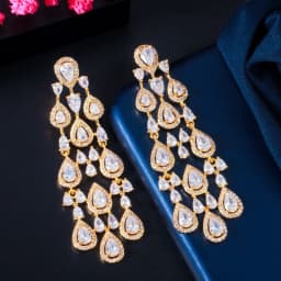 Pera Elegant Shiny White Cubic Zirconia Long Bridal Wedding Hanging Water Drop Dangle Earrings for Ladies Party Jewelry E665