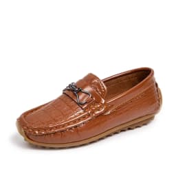 Boys Loafers Non-slip Children's Leather Shoes All-match Four Seasons Metal Buckle 2024 Shiny Simple Kids Fashion Moccasin Shoes
