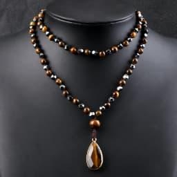 New Drop Pendant 108 Beads Necklace Irregular Hematite Tiger Eye Stone Health Protection Men Long Necklaces Women Yoga Jewelry